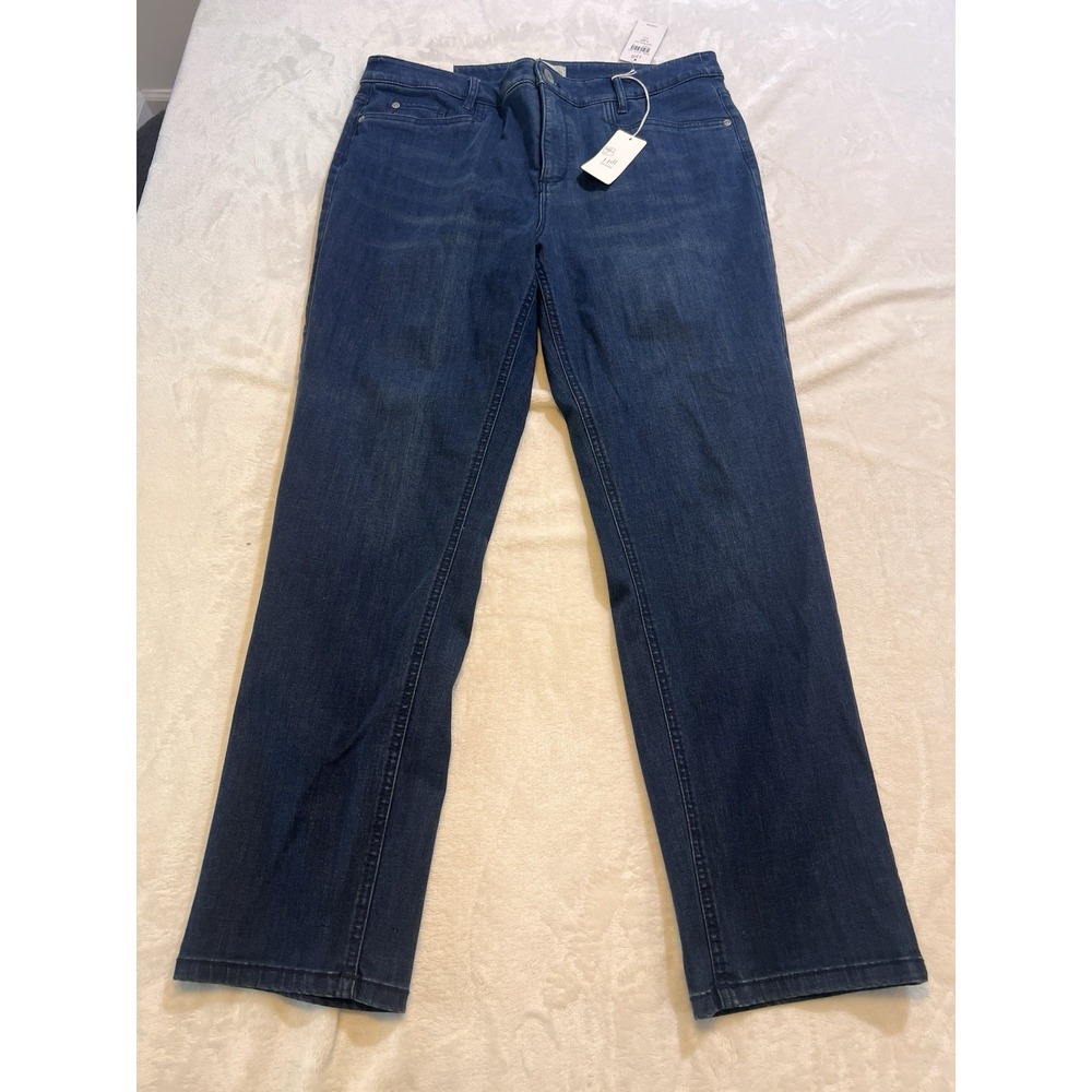 J. Jill NWT Women's Smooth Fit Straight Leg Deep Sea Wash Denim Jeans Size 14